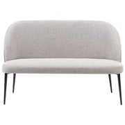 Divano da cucina Rivestimento in tessuto grigio chiaro Struttura in metallo a 2 posti Gambe nere Panca