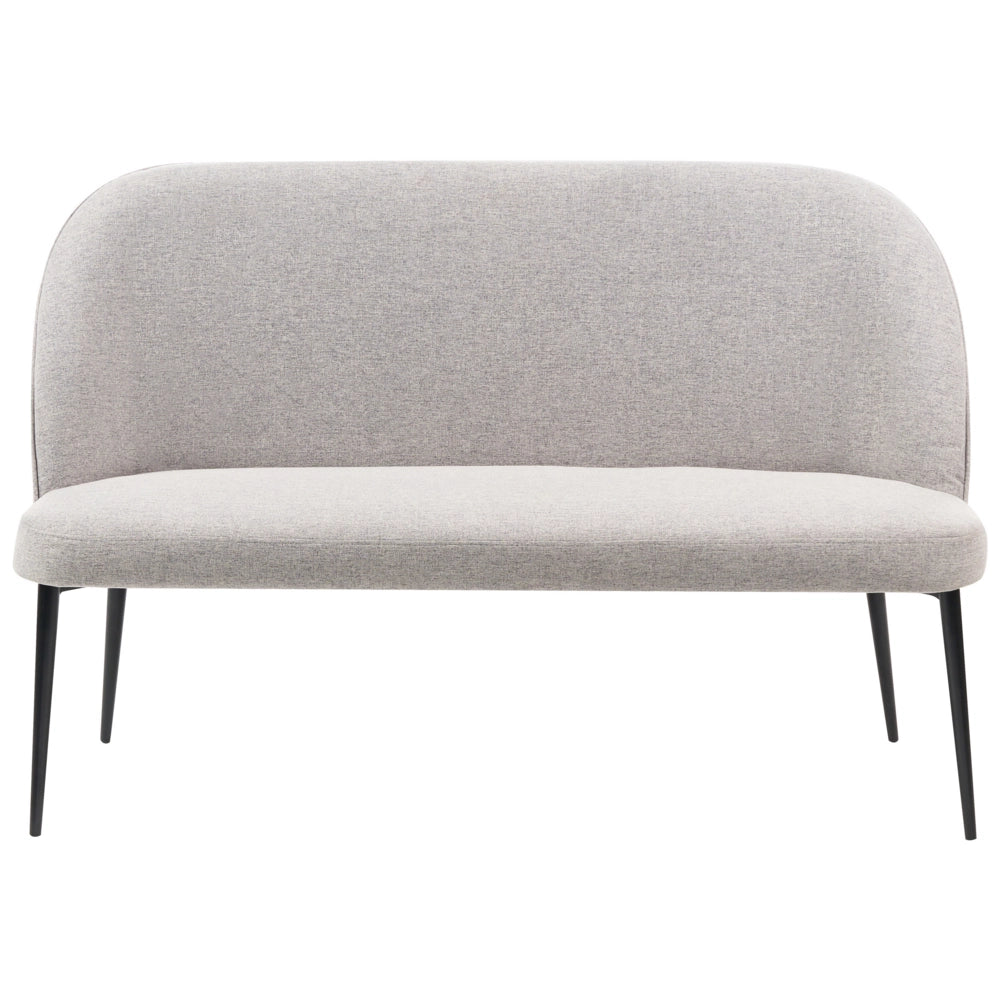 Divano da cucina Rivestimento in tessuto grigio chiaro Struttura in metallo a 2 posti Gambe nere Panca