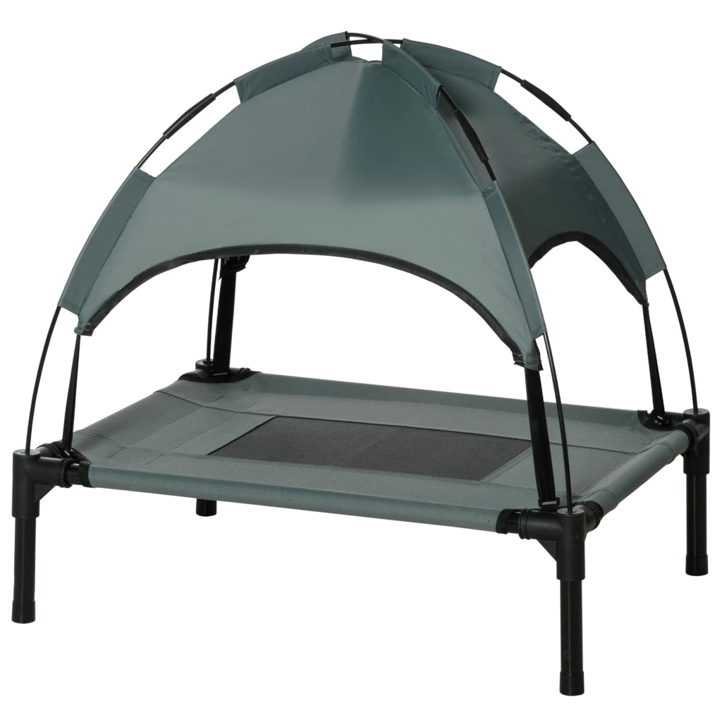 Letto per cani e gatti rialzato con parasole ¨C zephmum ¨C 161x46x61 cm grigio nero