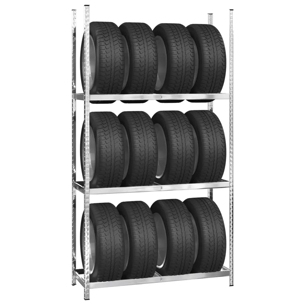 Portapneumatici a 3 Livelli Argento 110x40x200 cm in Acciaio CFW9236021