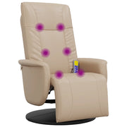 Poltrona | Sedia Relax Reclinabile Massaggi Poggiapiedi Cappuccino Similpelle
