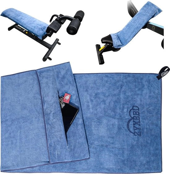Asciugamano fitness, asciugamano per palestra, 120 x 50 cm, antiscivolo, asciugamano per palestra con fissaggio e tasca di chiusura, asciugamano microfibra, XL