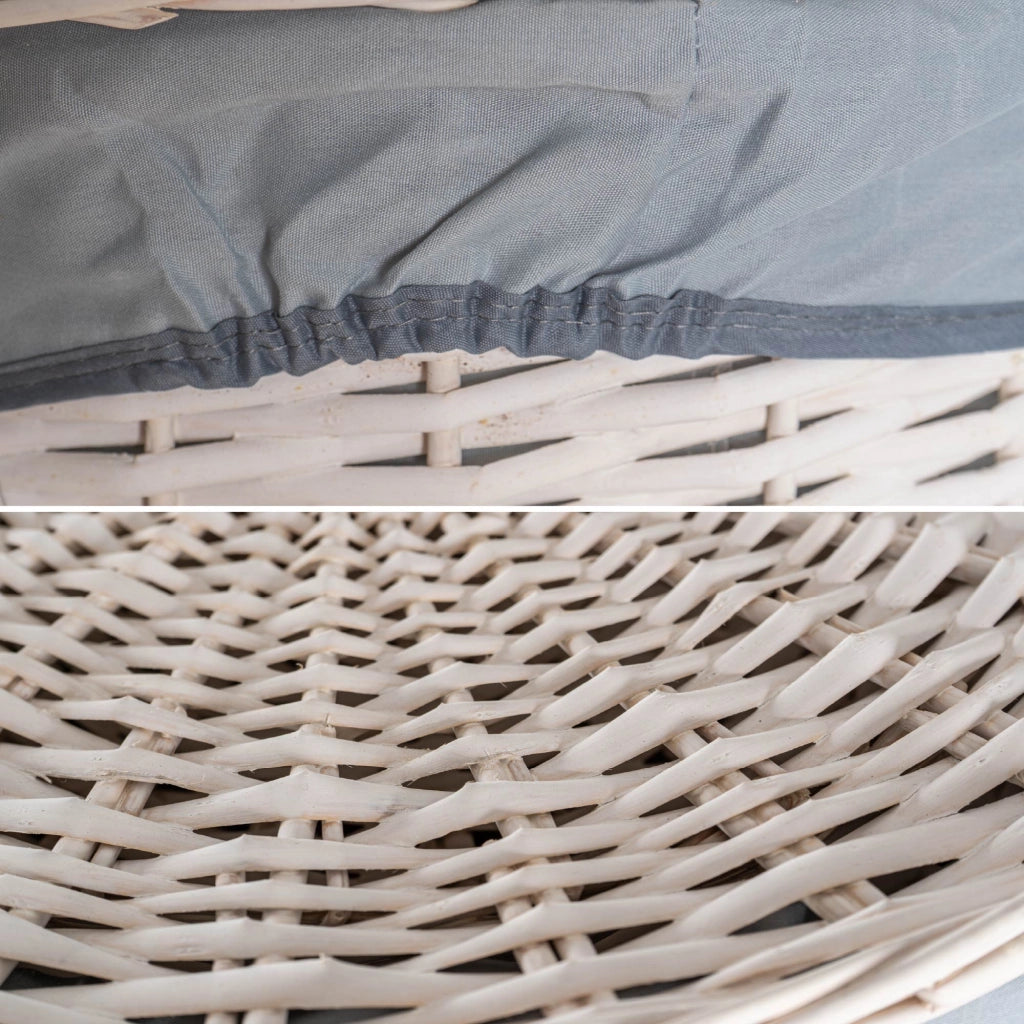 Set 3/5 Pezzi Ceste Portabiancheria in Vimini con Coperchio e Fodera Interna in Tessuto, Contenitori Multiuso per Bucato, Bagno, Lavanderia e Camera da Letto, Design Shabby Chic   3 Ceste QuincyTipo3