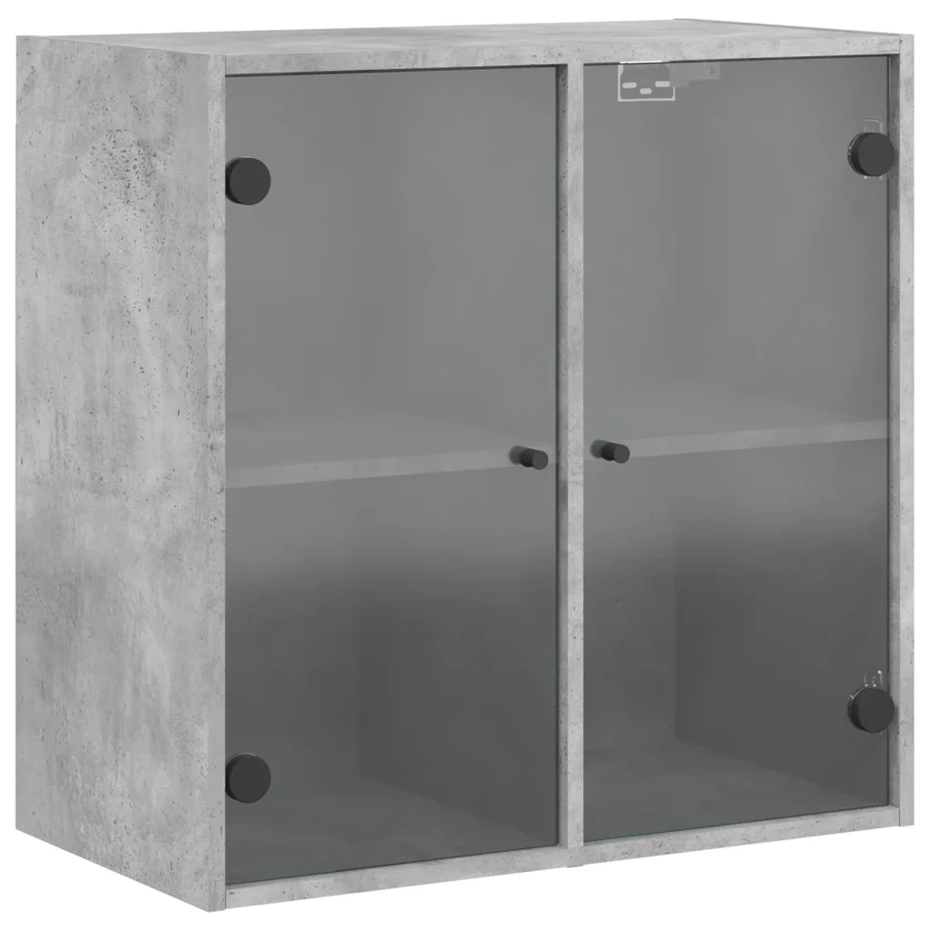 Armadietto a Muro | Mobile a Muro con Ante in Vetro Grigio Cemento 68x37x68,5 cm