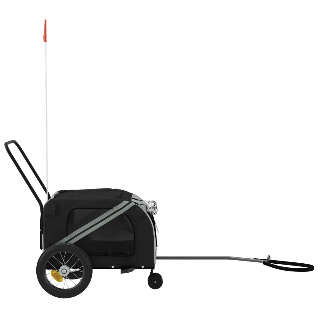 Rimorchio da Bici per Animali Grigio e Nero Oxford e Ferro CFW7209191