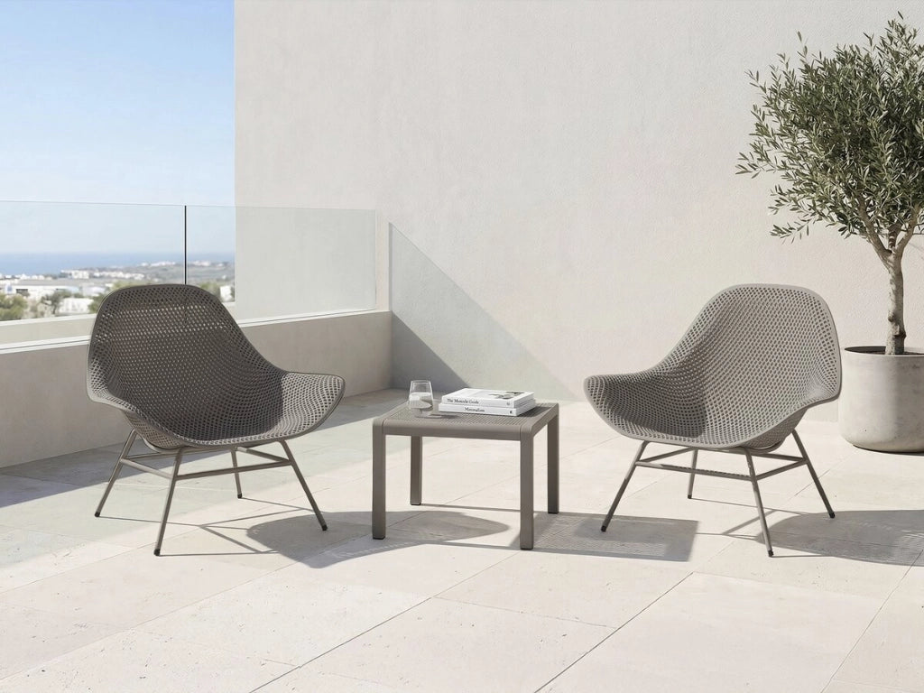 Set di 2 poltrone da giardino "Soléna" con tavolino - Taupe