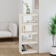 Libreria Divisorio-Scaffale per Libri-Mobile di Stoccaggio Bianco 60x30x135,5 cm Legno Massello di Pino