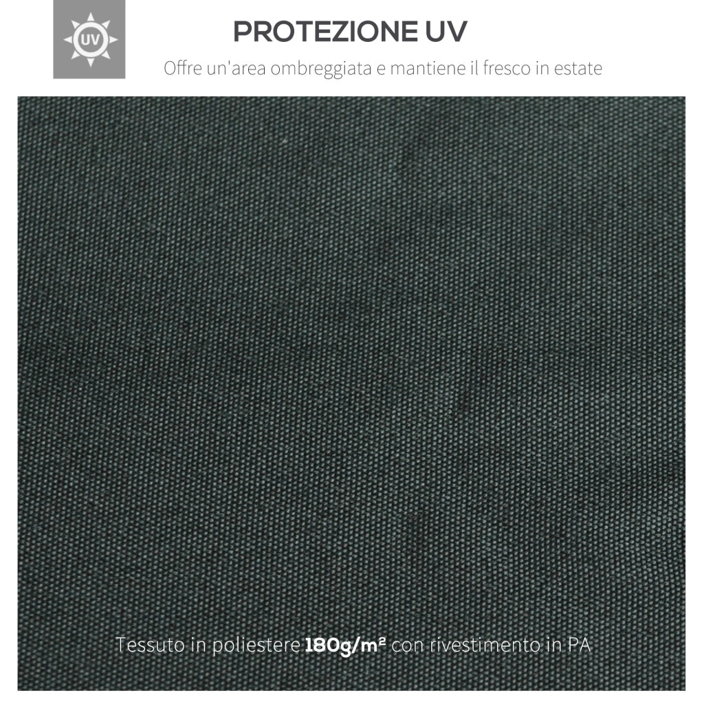 Copertura per Gazebo  a 2 Livelli  con Cinghie e 10 Fori di Drenaggio 4x3m in Poliestere Grigio Antracite