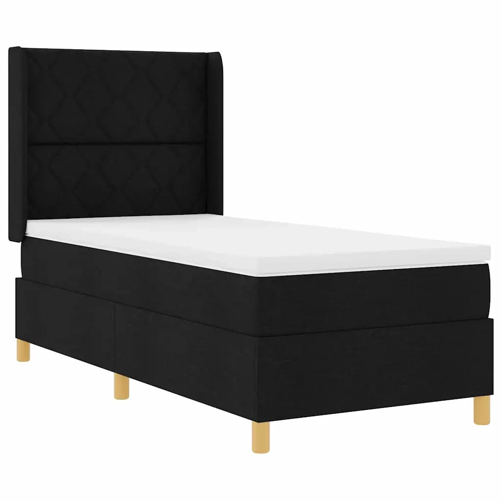 Letto a molle con materasso Nero 140 x 200 cm Tessuto 3343737