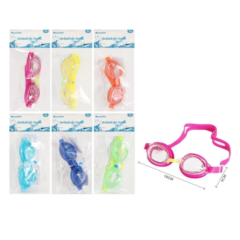 Trade Shop - Occhiali Occhialini Da Nuoto Piscina Mare Estate Sport 16x4cm Vari Colori 605427 -