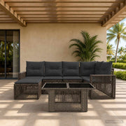 Set Divano da Giardino 7 pz Grigio e Grigio Scuro polyrattan 3436823