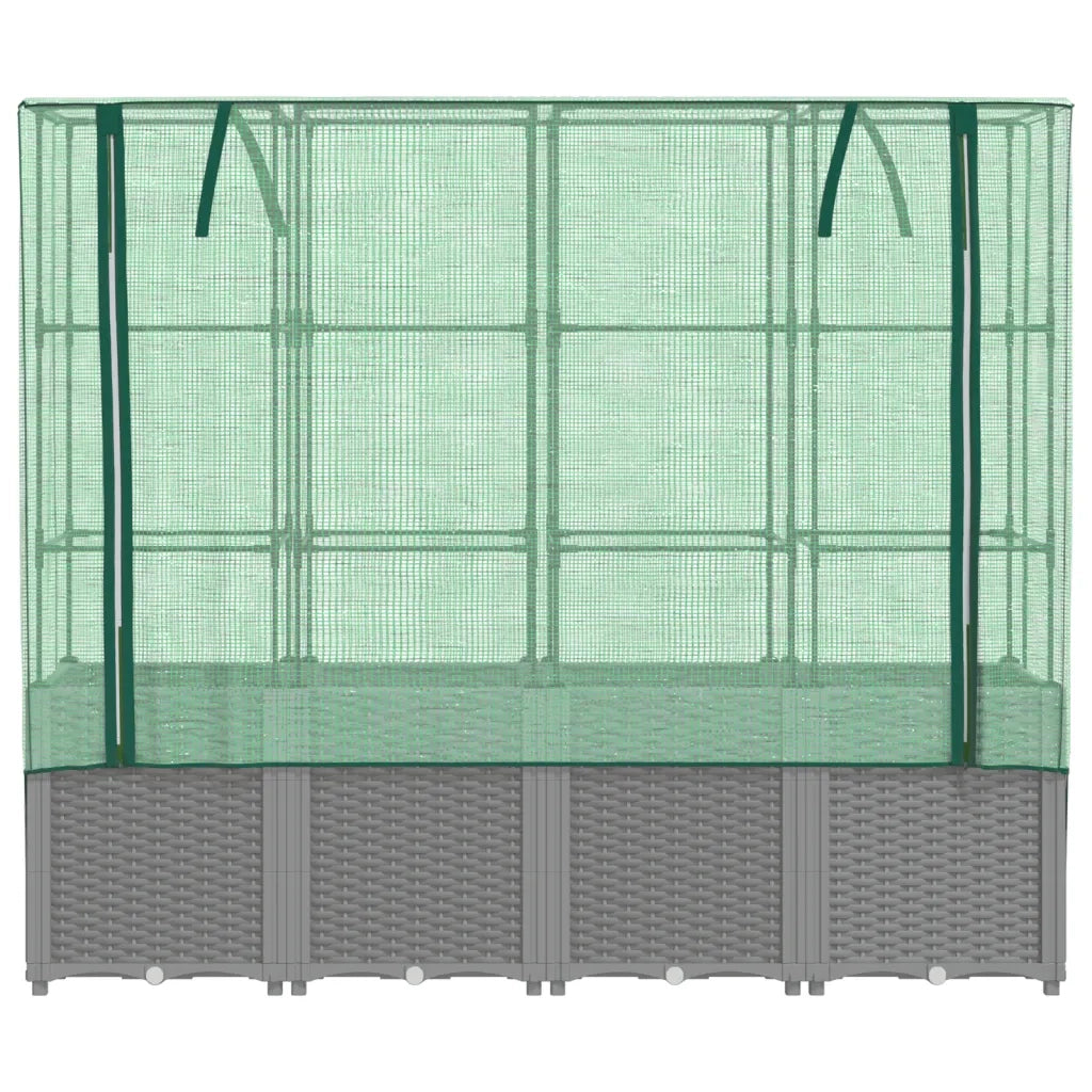 Letto Rialzato con Copertura Serra Effetto Rattan 160x40x153 cm 4015859