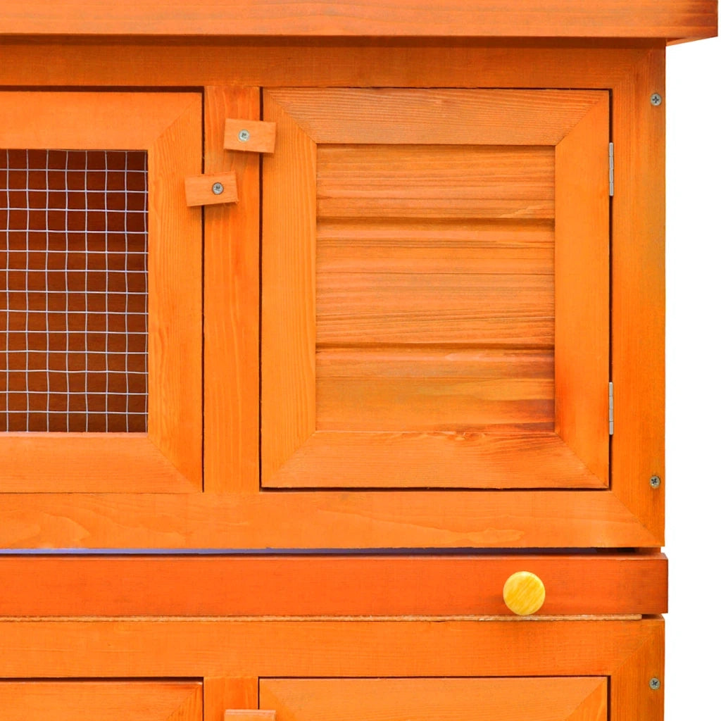 Conigliera da esterno gabbia per piccoli animali domestici con 4 porte in legno 273759