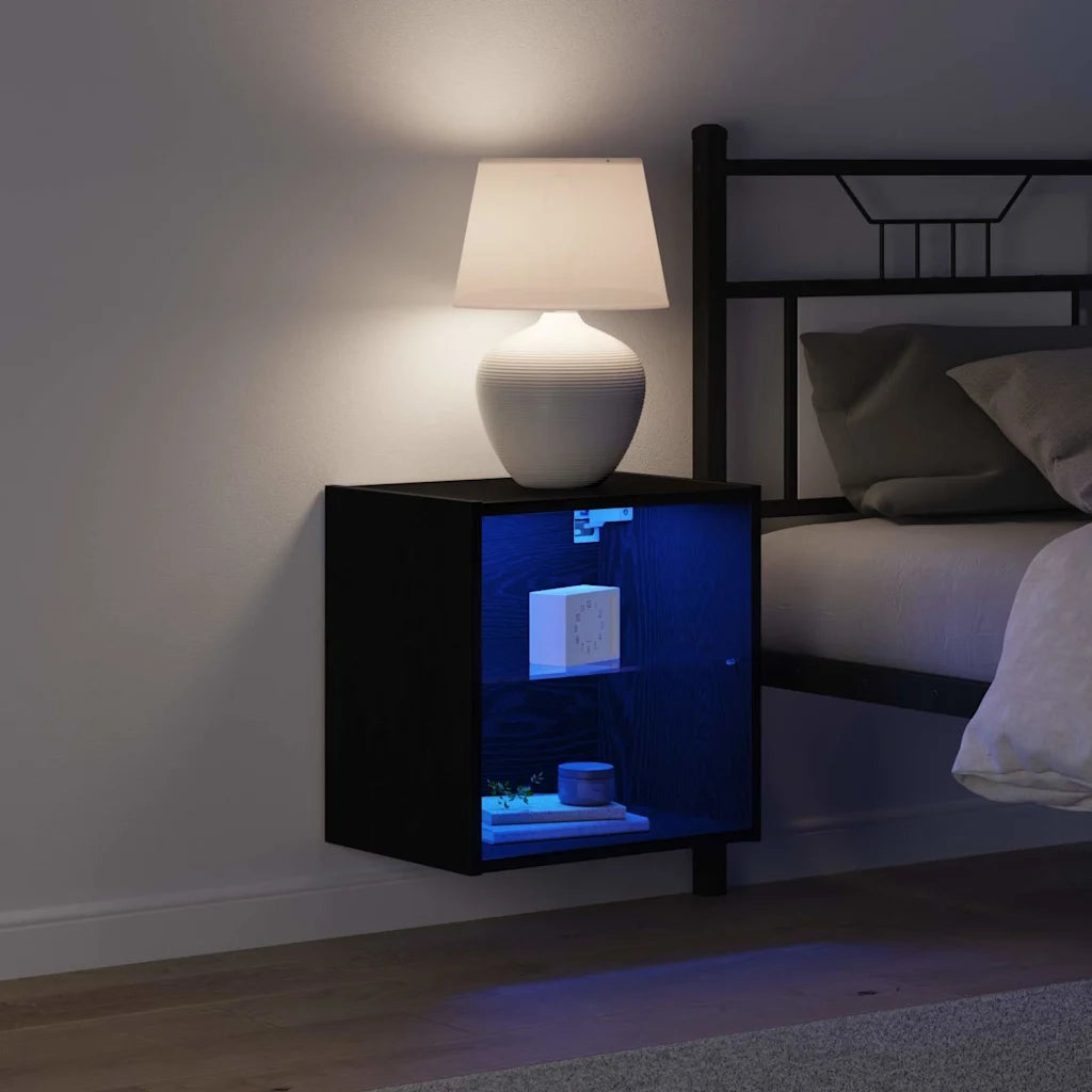 Mensola galleggiante con luce LED 2 pcs Nero 40 x 28,5 x 40 cm 863095