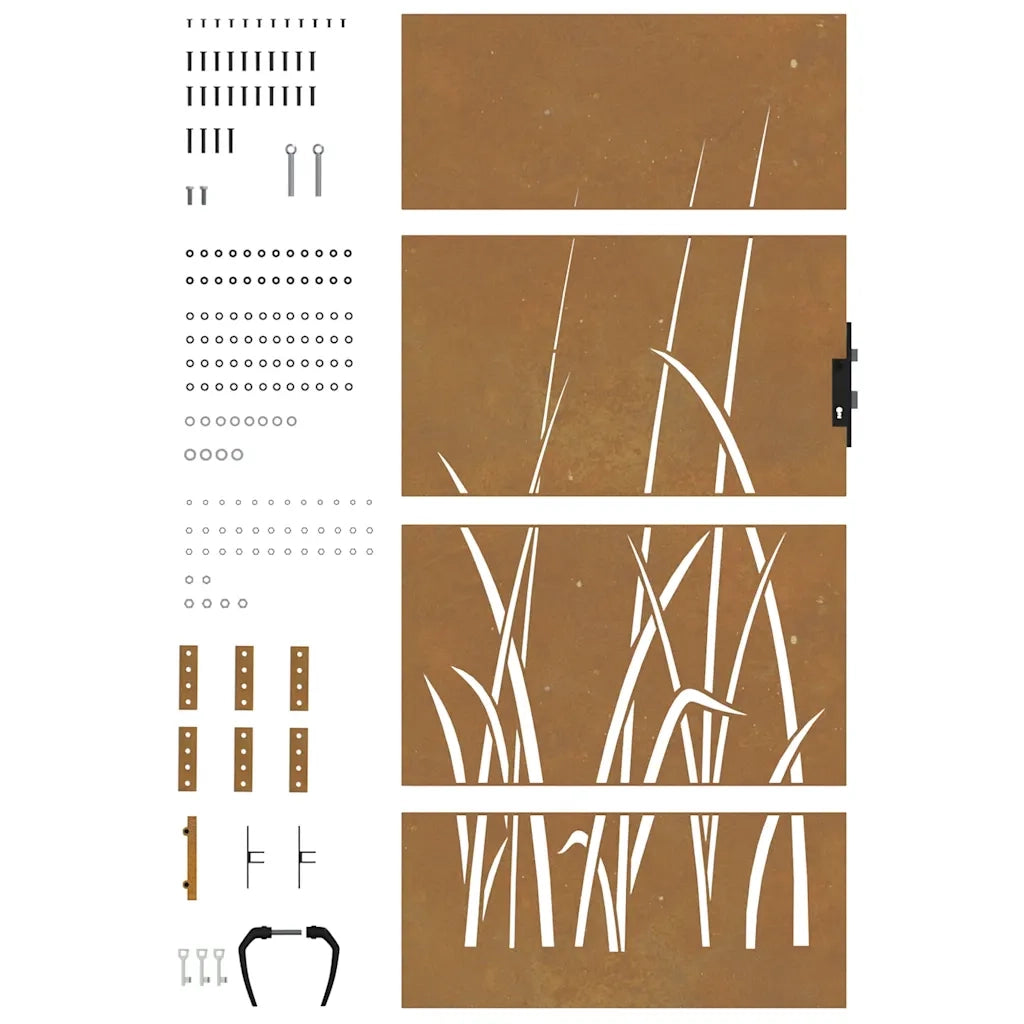Cancello da giardino 85x175 cm in acciaio Corten con design erba CFW6336431