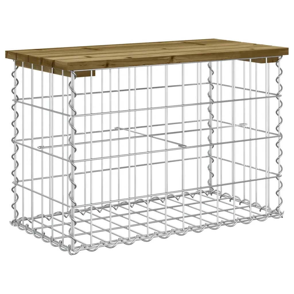 Panca da Giardino Design Gabbione-Sgabello-Panca da esterno 63x31,5x42 cm Pino Impregnato