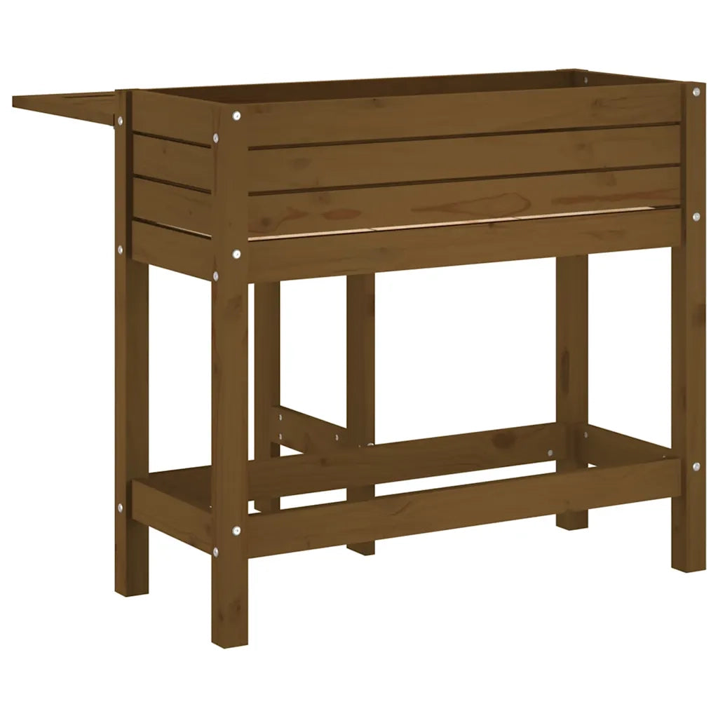 Fioriera | Cassetta per fiori | Vaso da Giardino Piano Pieghevole Ambra Legno Massello Pino