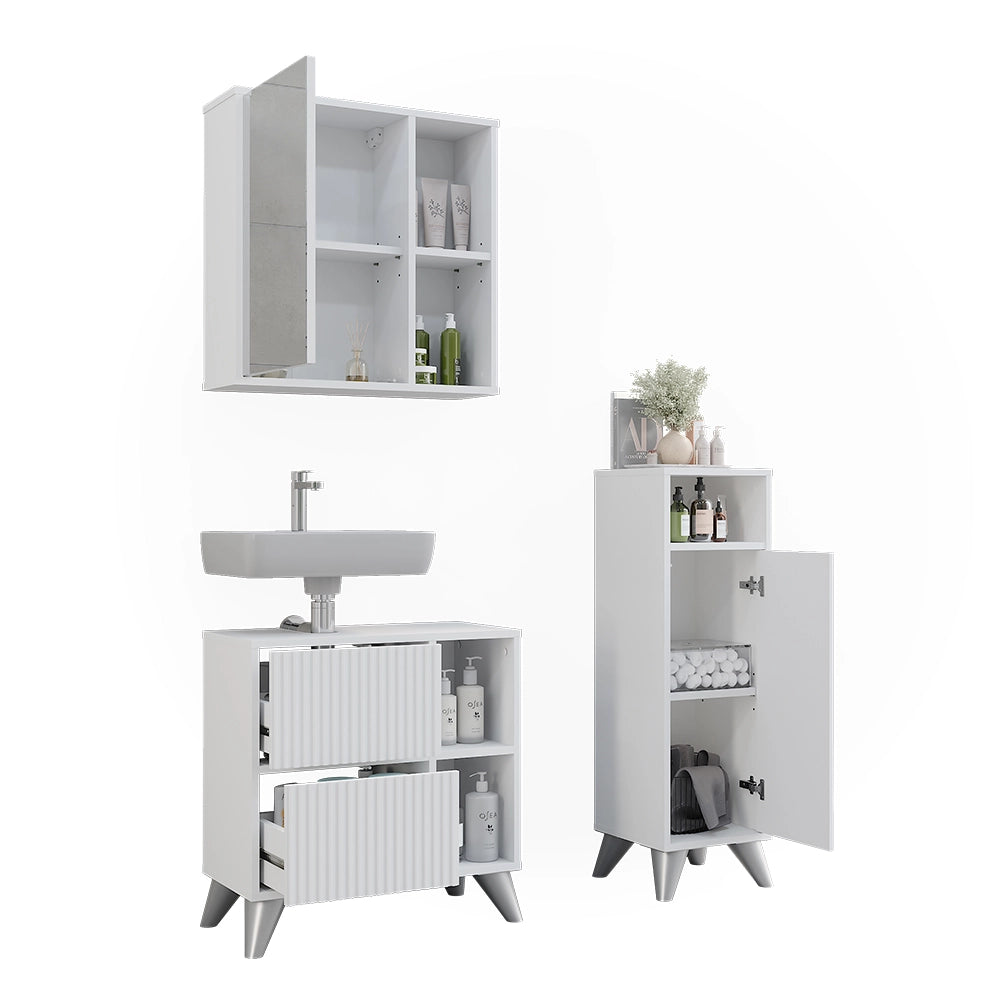 Vicco Set di mobili da bagno Bianco 3 parti