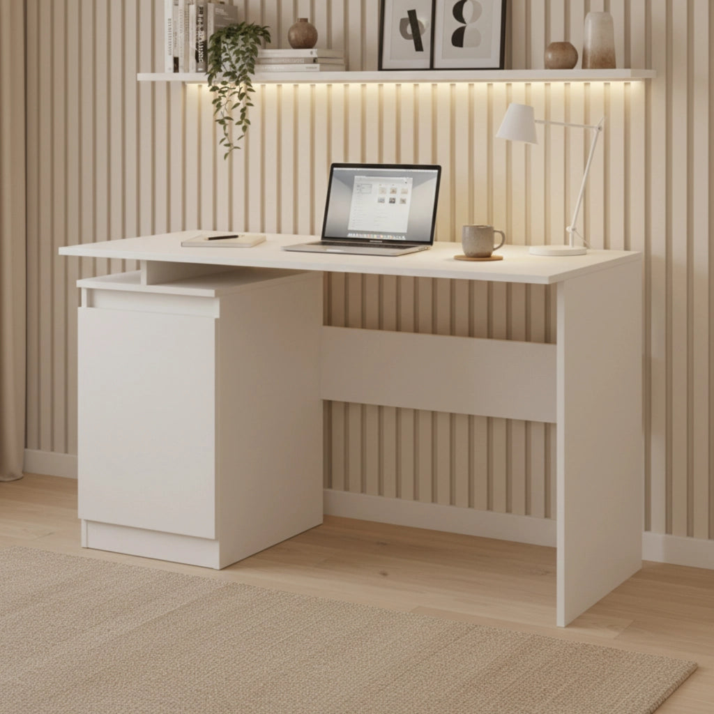 Scrivania SOLA - Capiente - Chiuso - Bianco - Larghezza 120 cm, Altezza 73 cm, Profondit? 59 cm