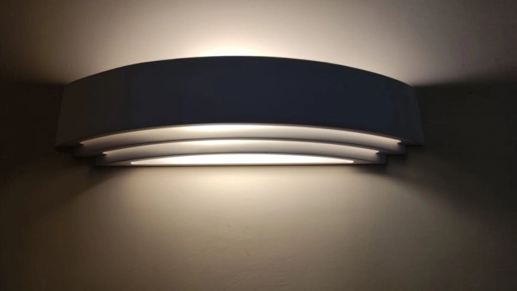 Applique in Gesso Verniciabile Made in  Italy Lampada a Parete Moderno Attacco E27 3 Tagli Wall Light a Muro CSF105