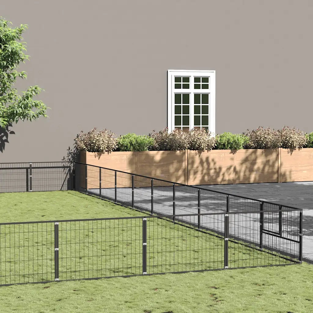 Gabbia per Cani Nera 100 m² in Acciaio 3082197