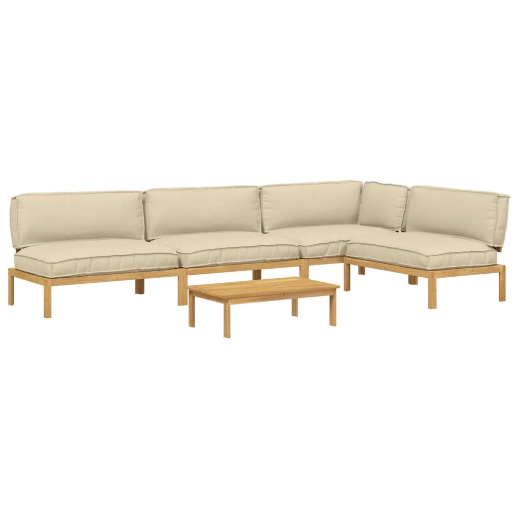 Set di divani con cuscino 5 pcs Beige Legno di Acacia Massello 3418347