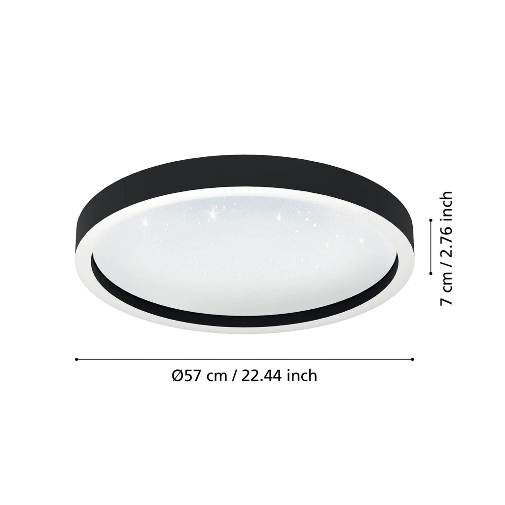 Plafoniera Moderna Montemorelos-Z Alluminio Nero Luce Led Integrato 34,5W