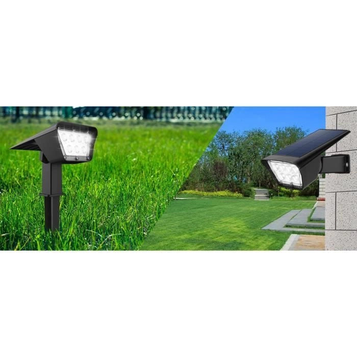 Set di 2 faretti solari Proiettore 2 in 1 da attaccare o fissare - LUMISKY - CURTIS - H31,5 cm - LED bianco