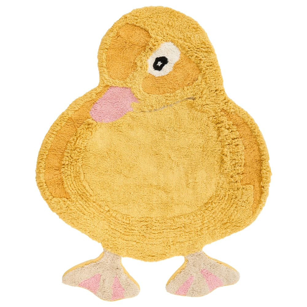 Tappeto per bambini giallo in cotone tufted a forma di anatra 95 x 120 cm