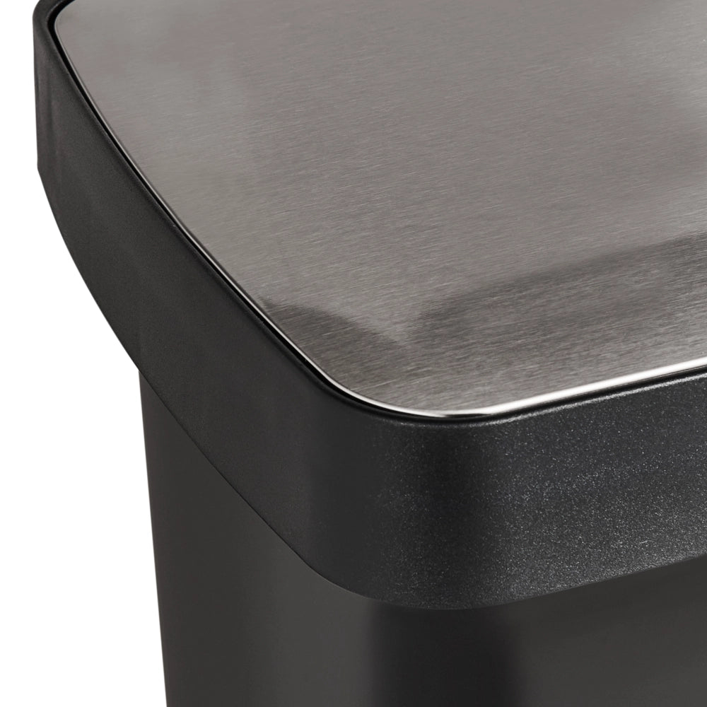 Cestino doppio con pedale e coperchio metallo Materiale sintetico Nero Cucina moderna Riciclabile