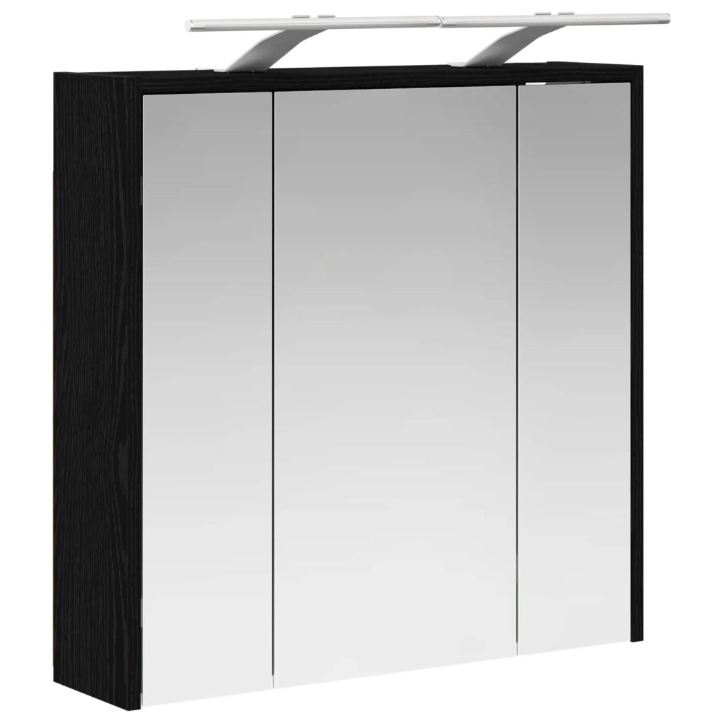 Mobiletto per specchio da bagno Rovere Nero 63,5 x 16 x 62,5 cm
