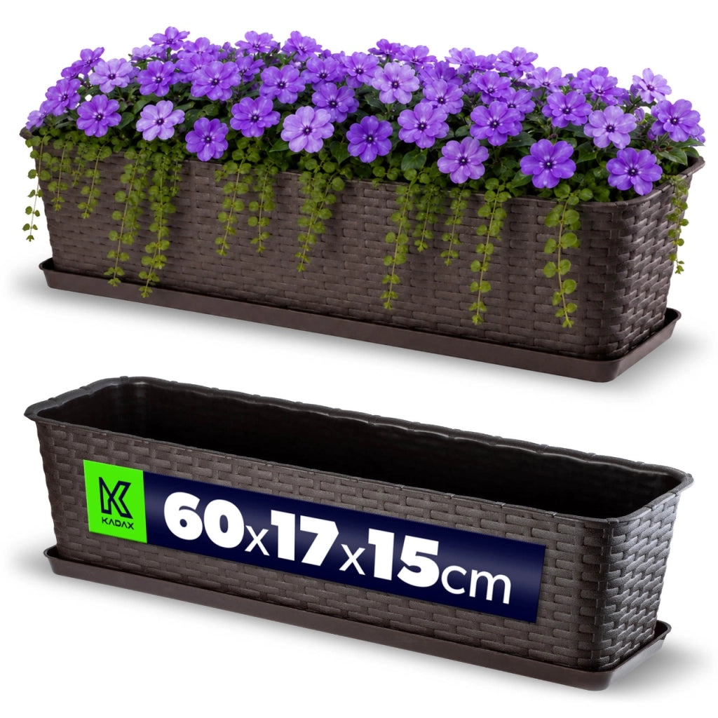 Vaso da fiori per balcone KADAX da 60 cm con supporto marrone