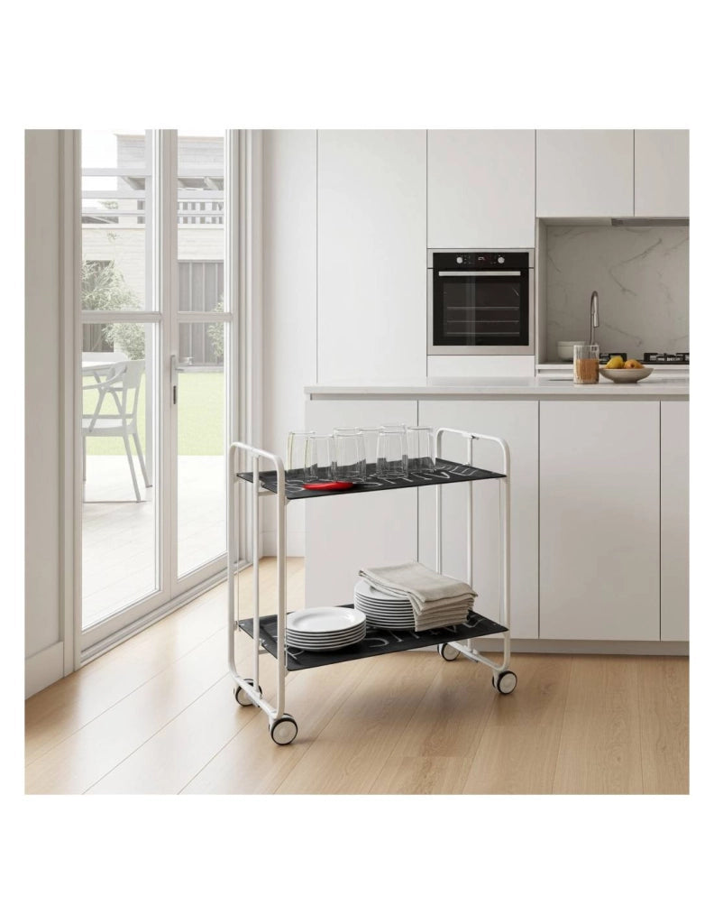 Carrello da cucina pieghevole bianco con ruote BAUHAUS 2 ripiani