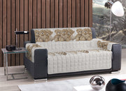 Copridivano-Copripoltrona Trapuntato Imbottito Disegno New Orsetti - 3 Posti - Beige