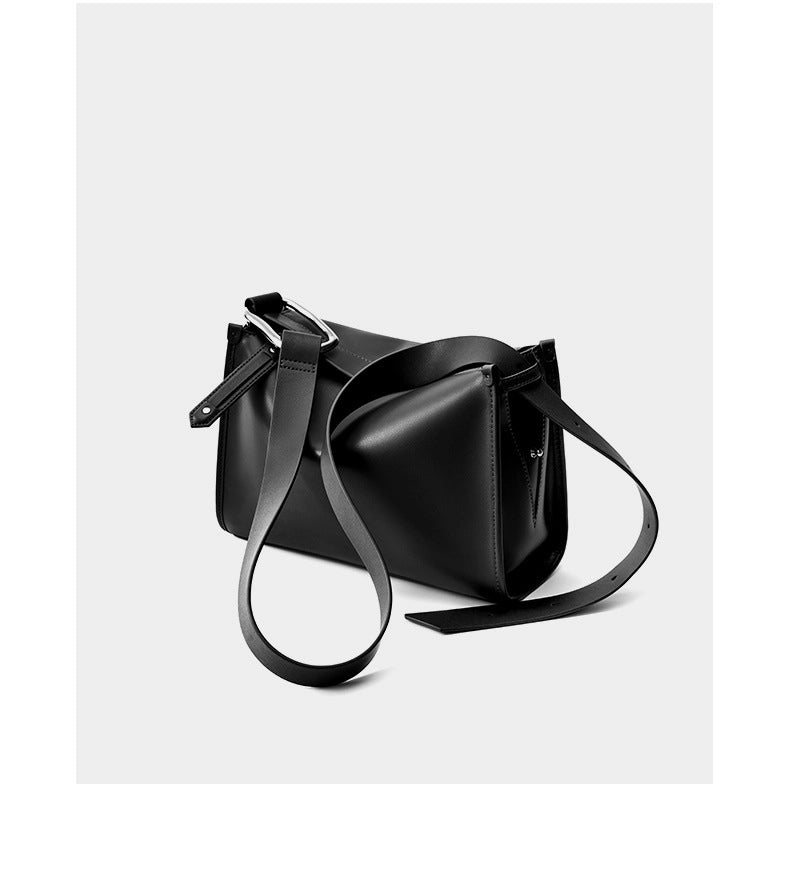 Borsa a tracolla da donna stile retr¨° in vera pelle nera