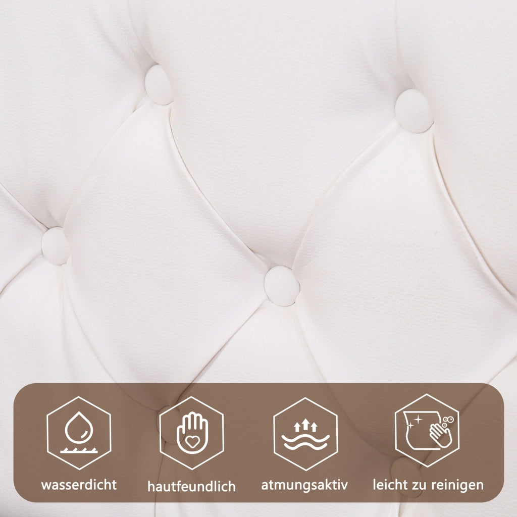DESMIU Lit coffre 180 × 200 cm 2 places avec LED réglable, rangement, sans matelas, en PU, blanc