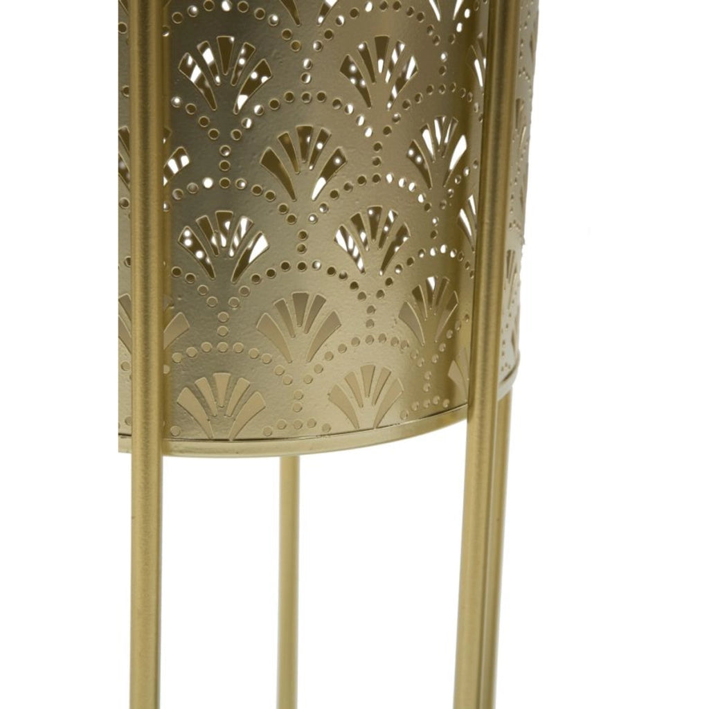Set di 2 Vasi per Piante VKH397, Oro, Metallo, 21x21x40 cm