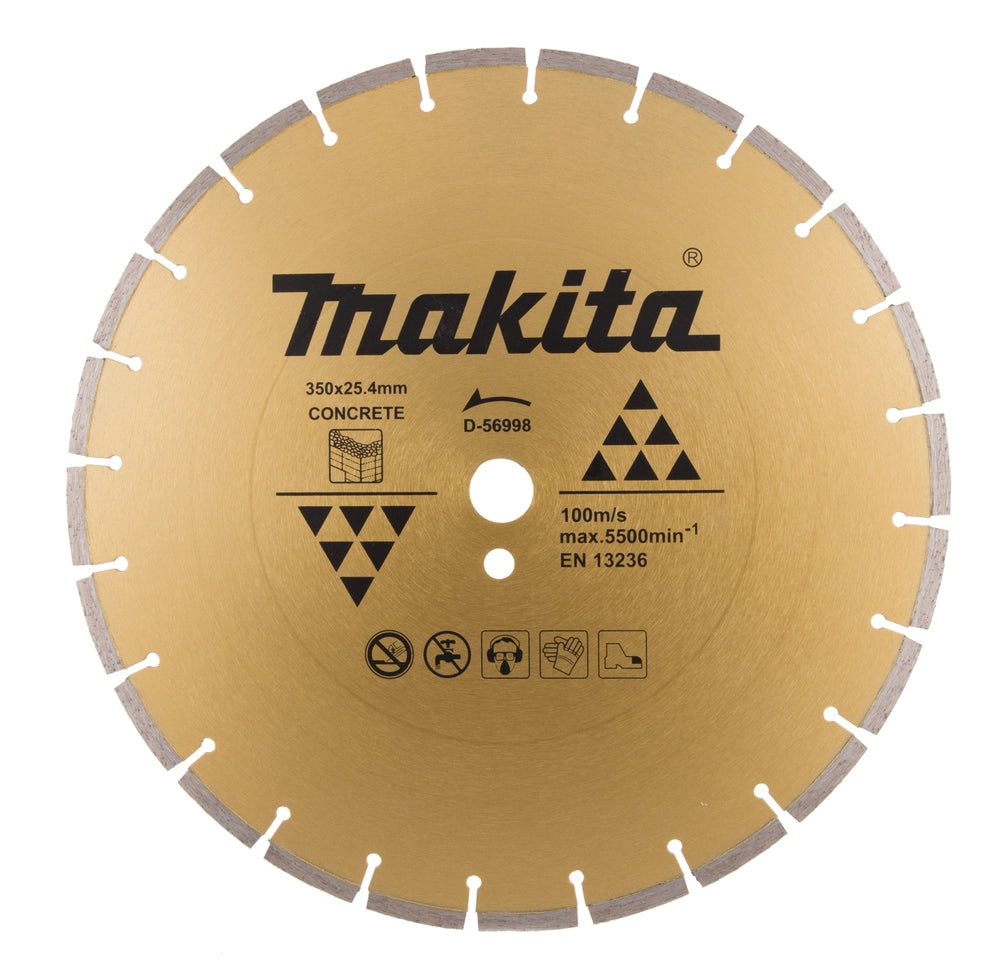 Disco diamantato a secco Makita diametro 350mm foro 25,4mm cemento armato D-56998