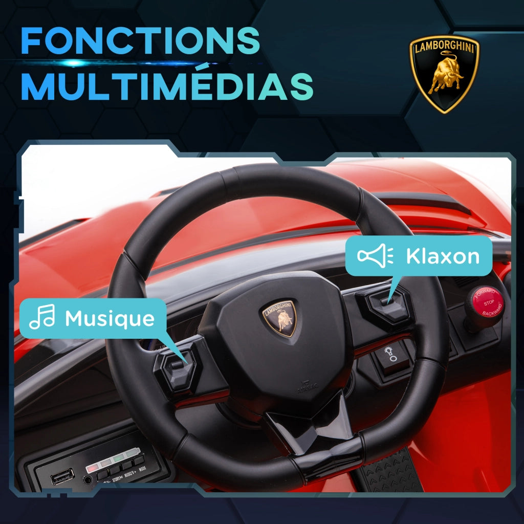 Auto elettrica per bambini Lamborghini Aventador SVJ 12V ¨C zephmum ¨C Rosso, Telecomando
