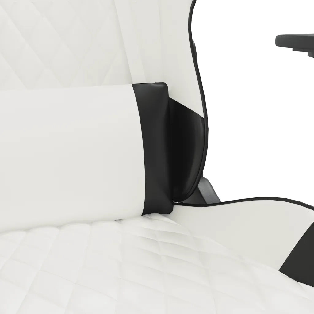 Sedia da Gaming con Poggiapiedi Bianco e Nero in Similpelle