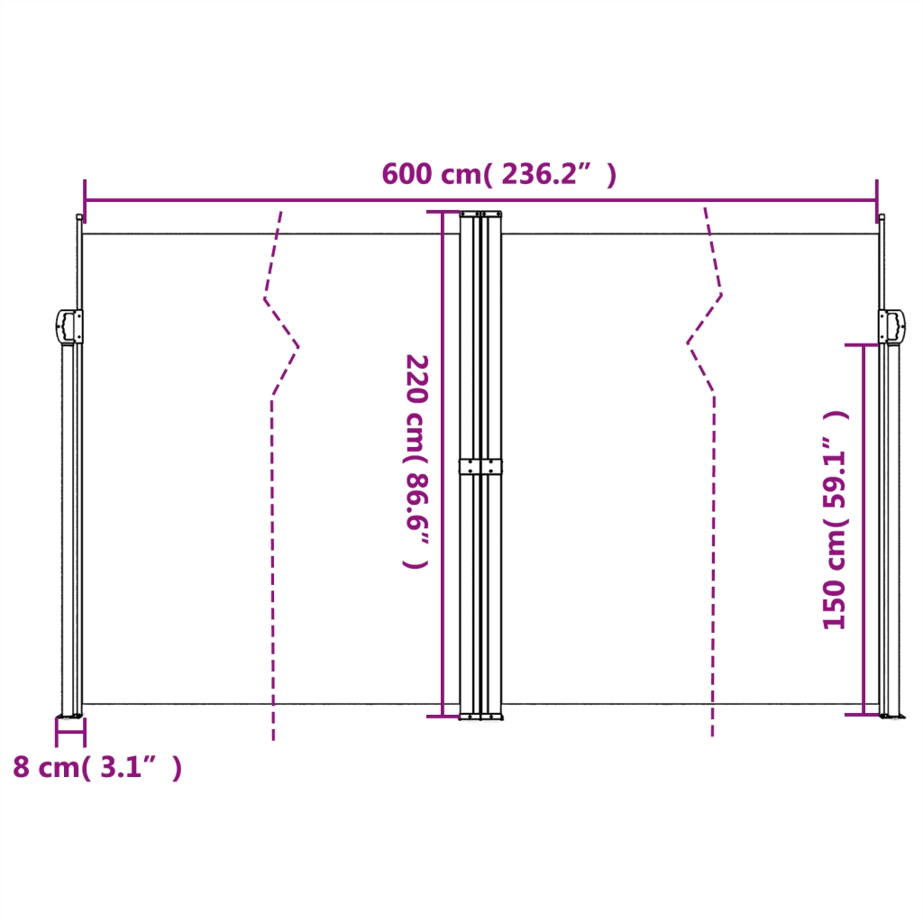 Tenda da Sole Laterale Retrattile Rossa 220x600 cm 4004672