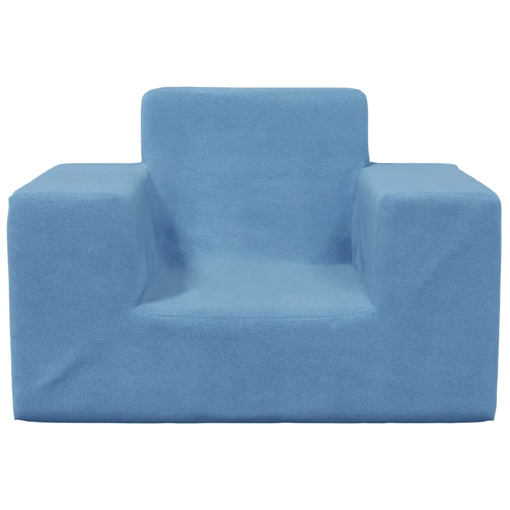 Divano per Bambini-Sofa-Divanetto Blu in Morbido Peluche 699677
