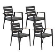 Set di 4 sedie da giardino in metallo nero grigio chiaro con schienale in legno set di 4 sedie da pranzo moderne