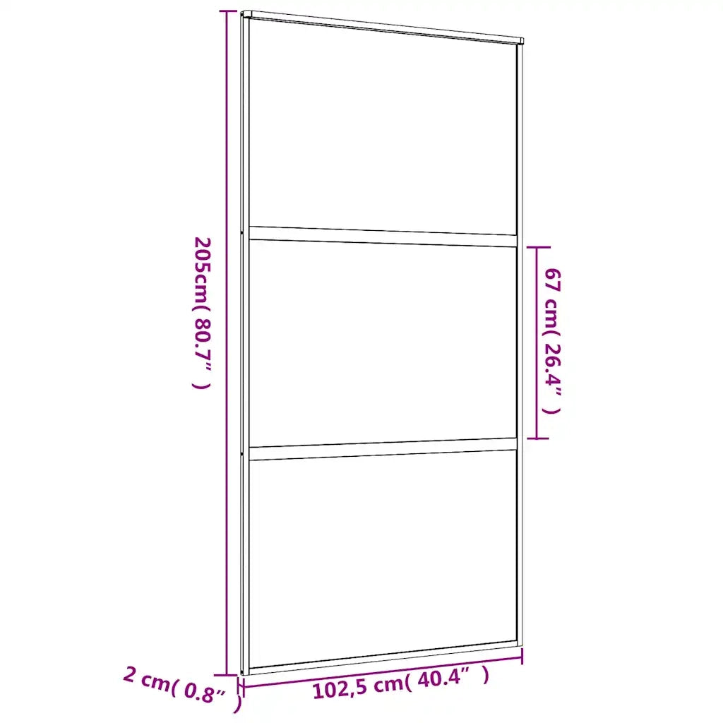 Porta Scorrevole Oro 102,5x205 Vetro Smerigliato ESG Alluminio 155153