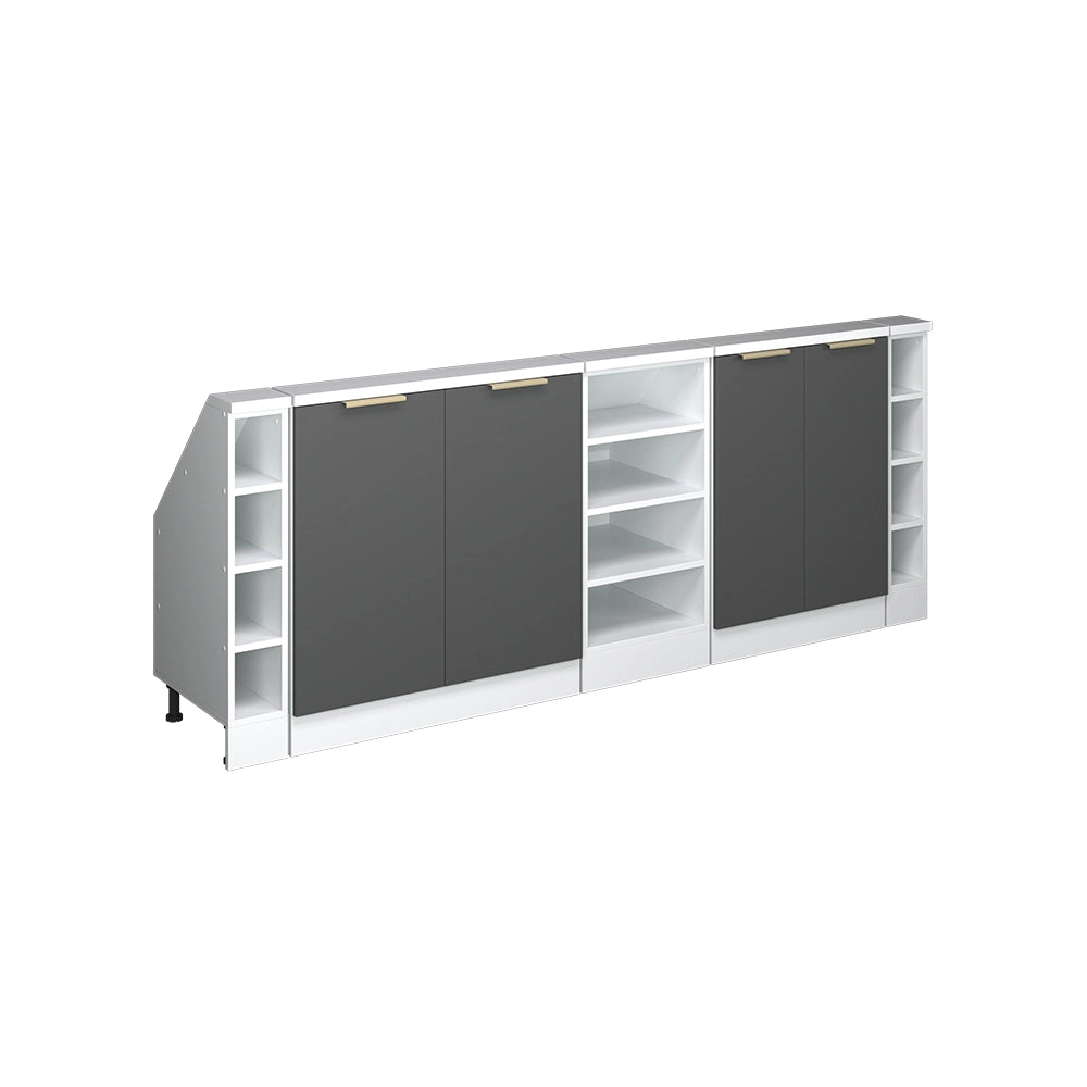 Set di mobili sottotetto Rion Antracite-oro/Bianco 210 cm Set di 5 Vicco