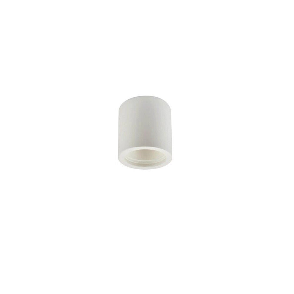 Plafoniera moderna in gesso e vetro verniciabile rotonda 7.5x7 cm e attacco gu10 massima potenza supportata 10w