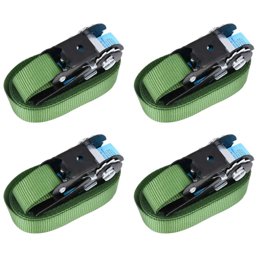 Set di 4 cinghie di fissaggio a cricchetto per trasporto stoccaggio cinghie per rimorchi e fissaggio di motociclette e auto. 800 daN 6m verde 02_0003548