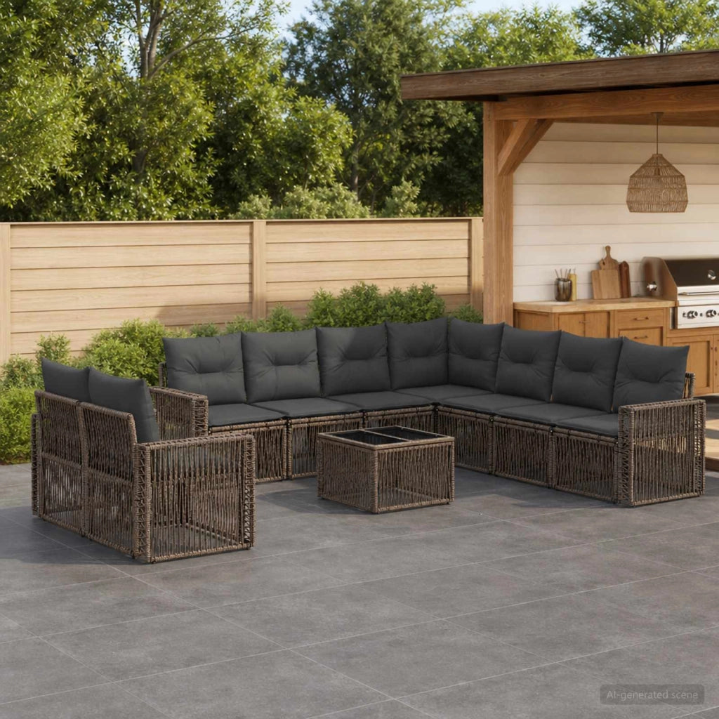 Set Divano da Giardino 10 pz Grigio e Grigio Scuro polyrattan 3435167