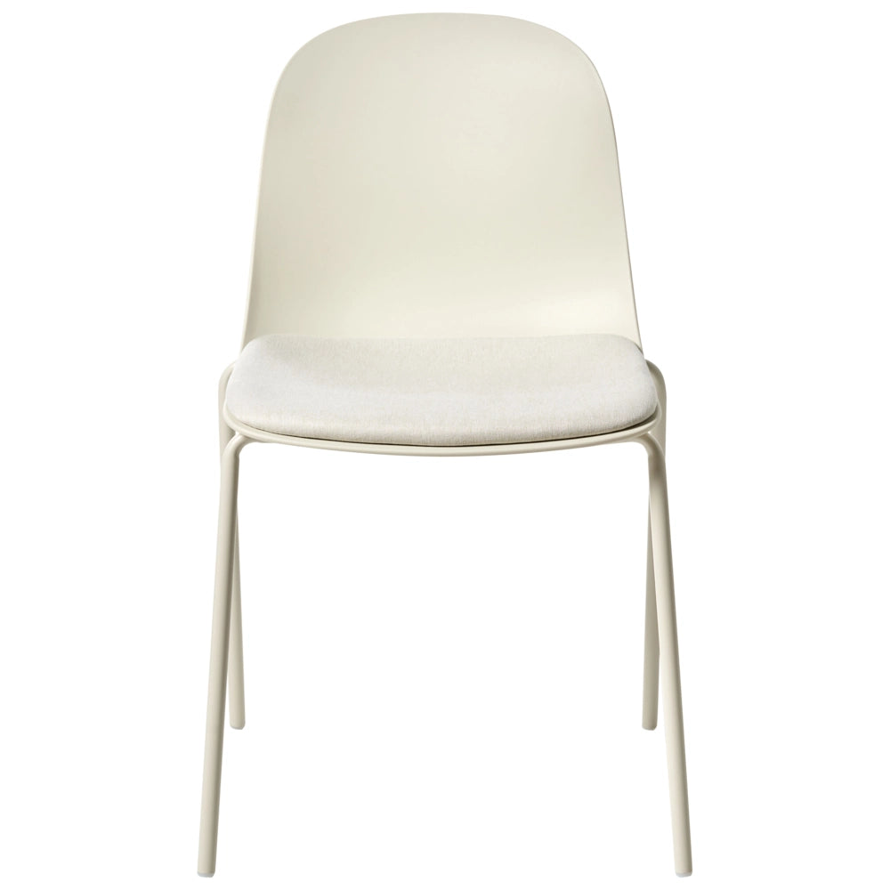 Set di 2 sedie da conferenza Seduta in poliestere beige chiaro Schienale in plastica Gambe in ferro Arredo ufficio moderno