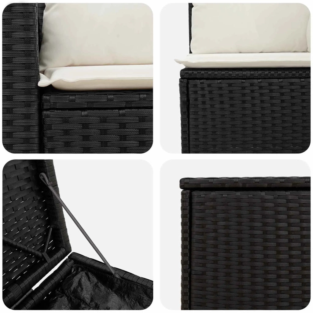 Set di divani 5 pz Nero e Bianco Crema 3447909